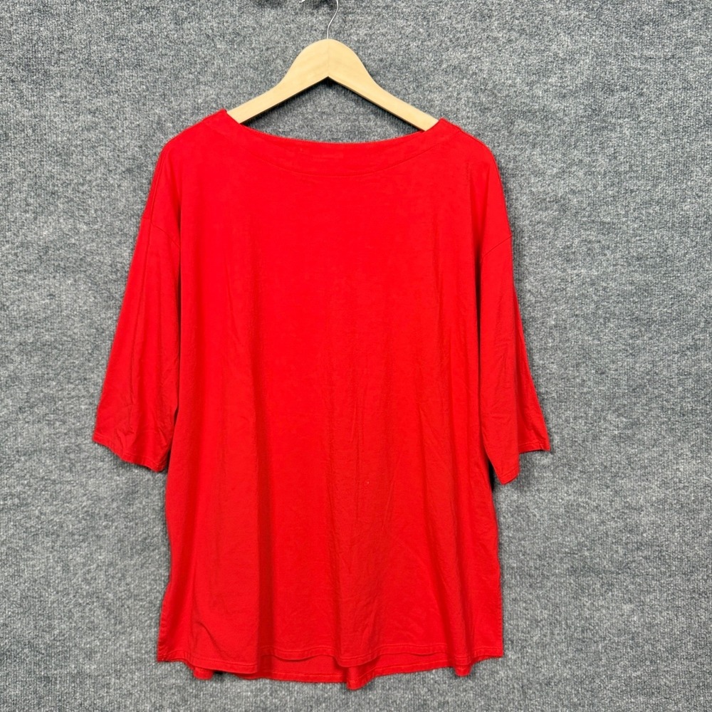 J.Jill Womens Size Large Tunic Red Pleat Back Supima‎ Cotton Minimalist Boatneck